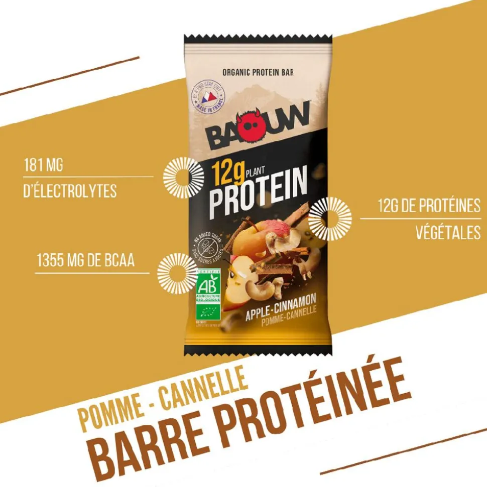 Barre Energétique Baouw Protéinée Bio 50 g. Pomme & Cannelle