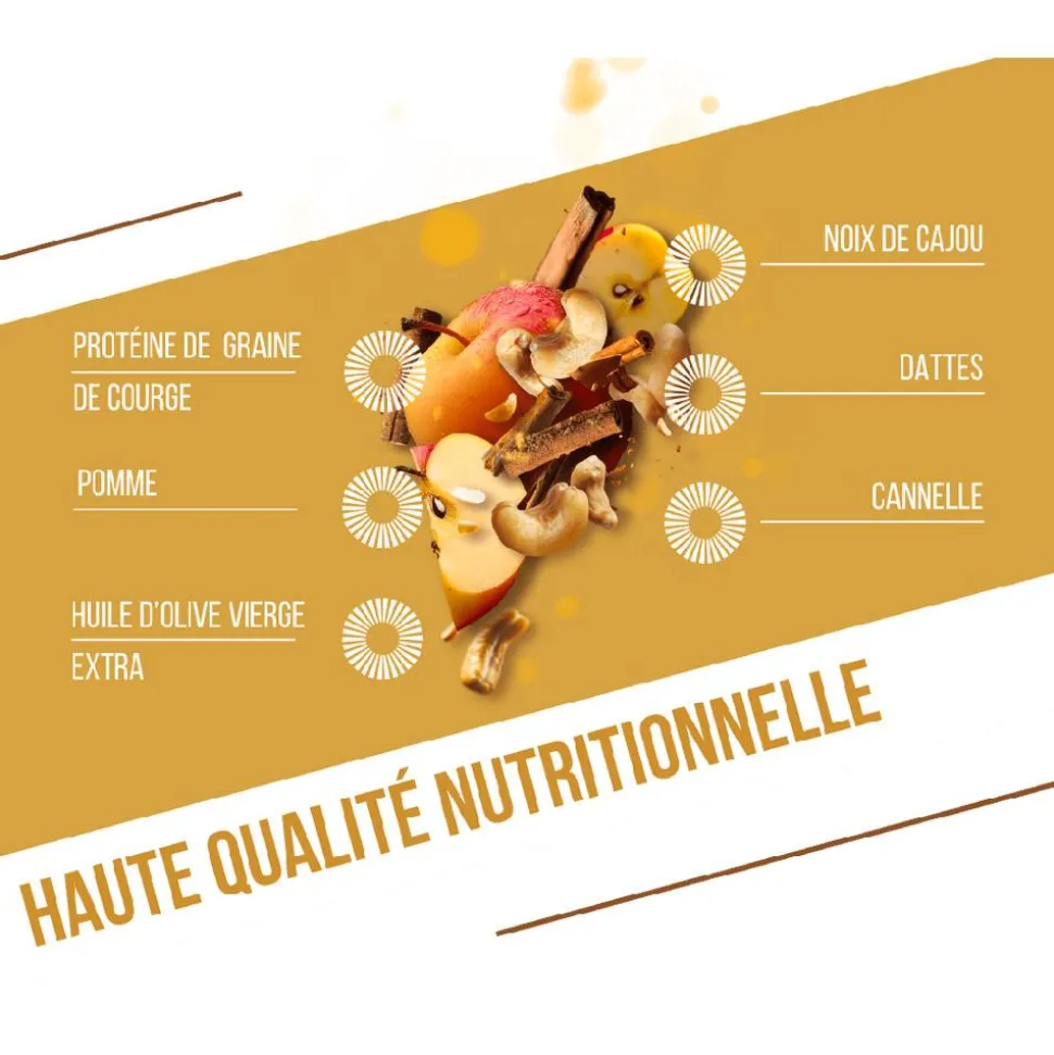 Barre Energétique Baouw Protéinée Bio 50 g. Pomme & Cannelle