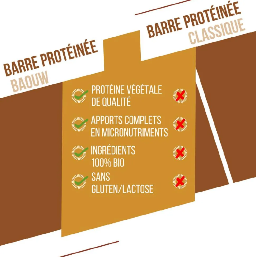 Barre Energétique Baouw Protéinée Bio 50 g. Pomme & Cannelle