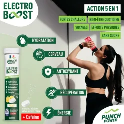 Boisson Punch Power Electroboost - Tube 20 Comprimés Citron Caféine