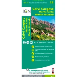 Carte IGN Calvi Cargese Monte Cinto Monte Rotondo