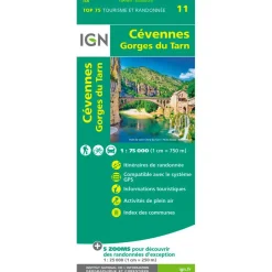 Carte IGN Cevennes Gorges du Tarn