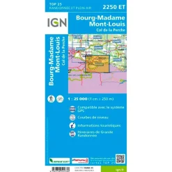 Carte IGN 2250ET Bourg-Madame, Mont-Louis, Col de la Perche