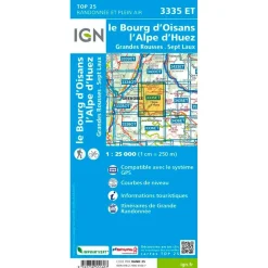 Carte IGN 3335ET le Bourg d'Oisans, l'Alpe d'Huez, Grandes Rousses, Sept Laux