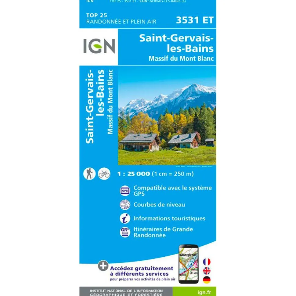 Carte IGN 3531ET Saint-Gervais-les-Bains, Massif Du Mont Blanc