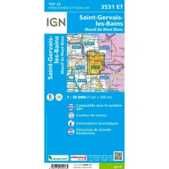 Carte IGN 3531ET Saint-Gervais-les-Bains, Massif Du Mont Blanc