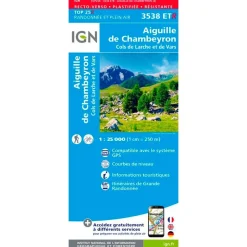 Carte IGN 3538ETR Aiguille du Chambeyron, Cols de Larche et de Vars - Résistante