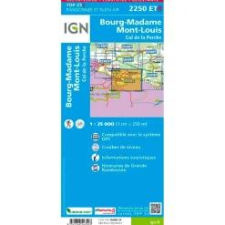 Carte IGN 2250ETR Bourg-Madame, Mont-Louis, Col de la Perche - Résistante