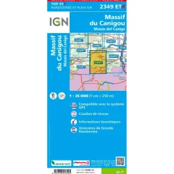 Carte IGN 2349ETR Massif du Canigou - Résistante