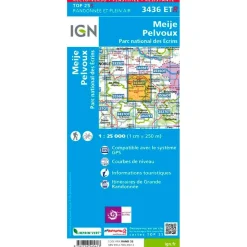 Carte IGN 3436ETR Meije, Pelvoux, Parc national des Ecrins - Résistante