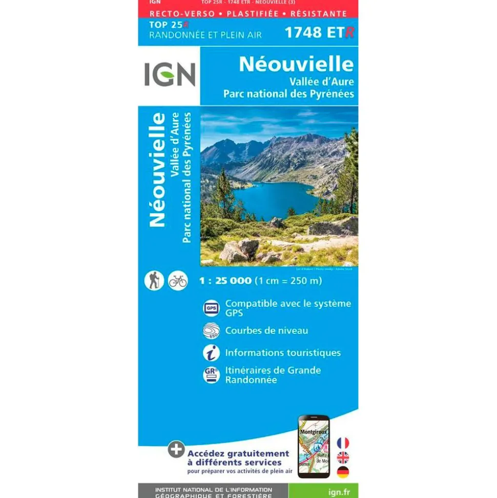 Carte IGN 1748ETR Néouvielle, Vallée d'Aure, Parc national des Pyrénées - Résistante