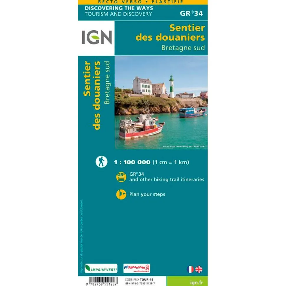 Carte IGN Le Sentier des Douaniers Bretagne Sud