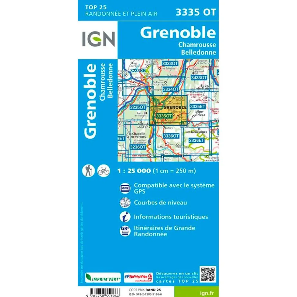 Carte IGN 3335OT Grenoble