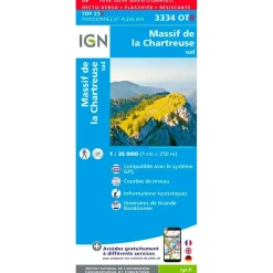Carte IGN 3334OT Massif de la Chartreuse Sud