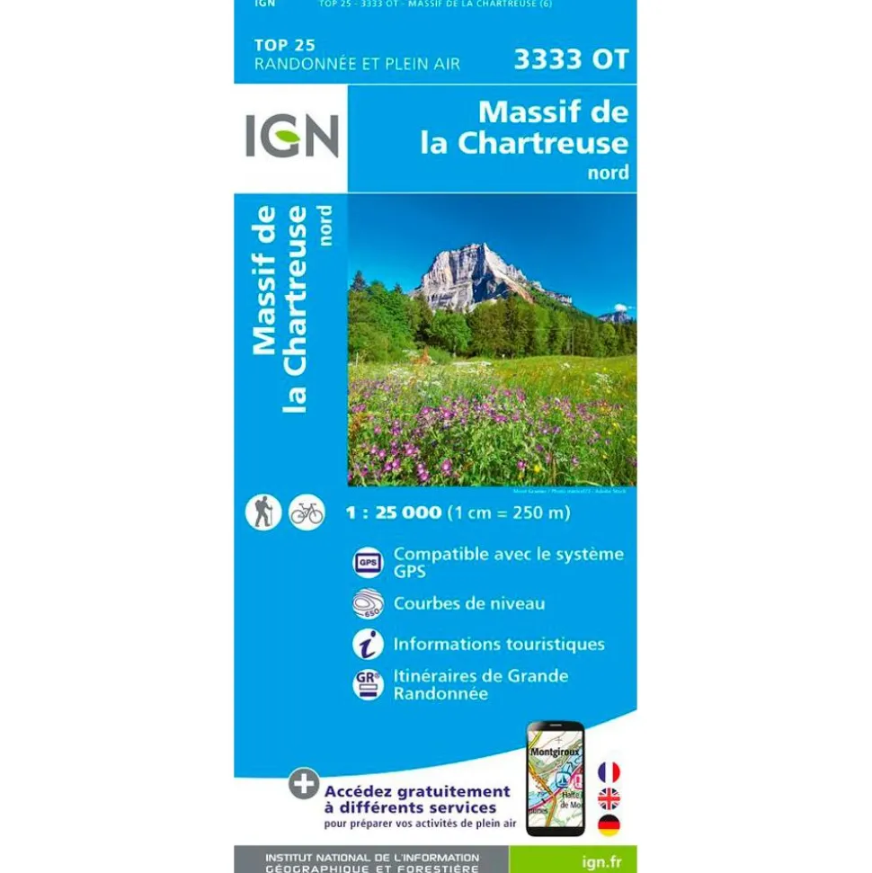 Carte IGN 3333OT Massif de la Chartreuse Nord
