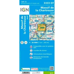 Carte IGN 3333OT Massif de la Chartreuse Nord