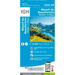 Carte IGN 3532OT Massif du Beaufortain, Moûtiers, la Plagne