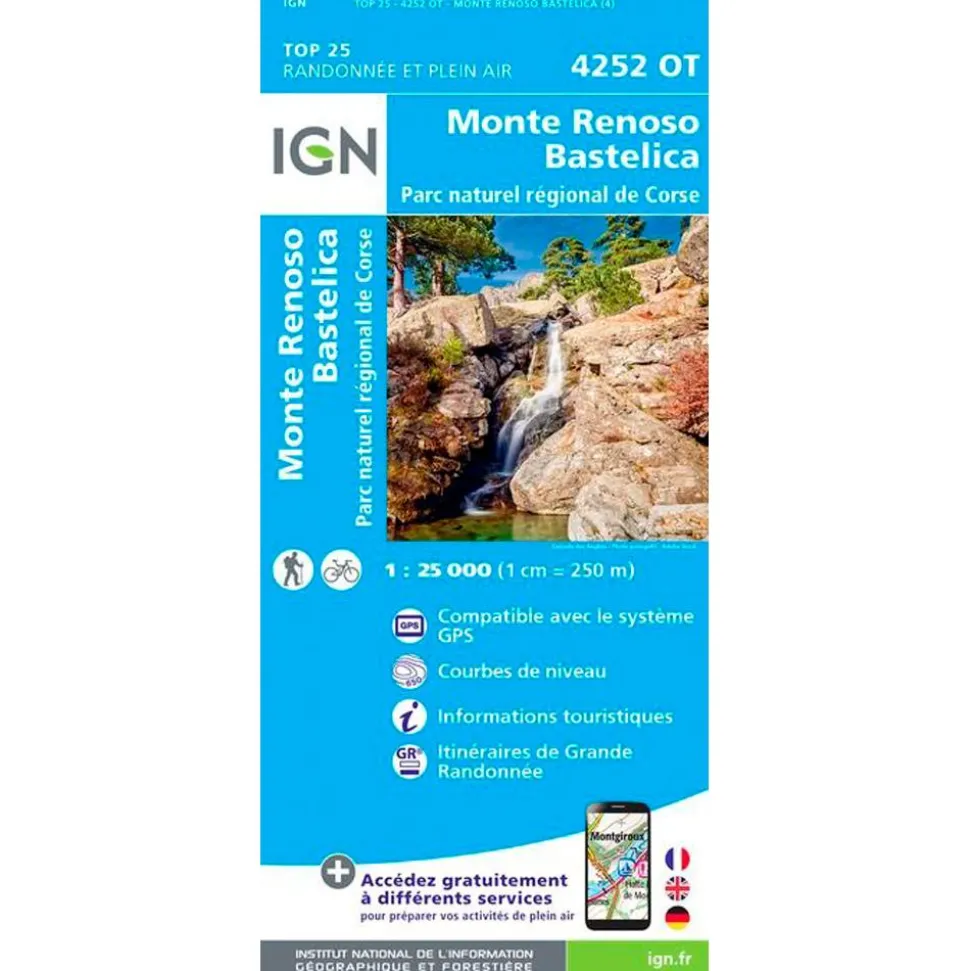 Carte IGN 4252OT Monte Renoso, Bastelica, Parc naturel régional de Corse