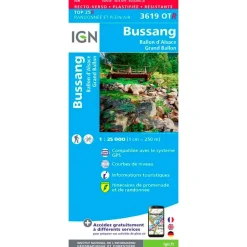 Carte IGN 3619OTR Bussang, Ballon d'Alsace, Grand Ballon - Résistante