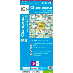 Carte IGN 3437OTR Champsaur, Vieux Chaillol, Parc national des Ecrins - Résistante