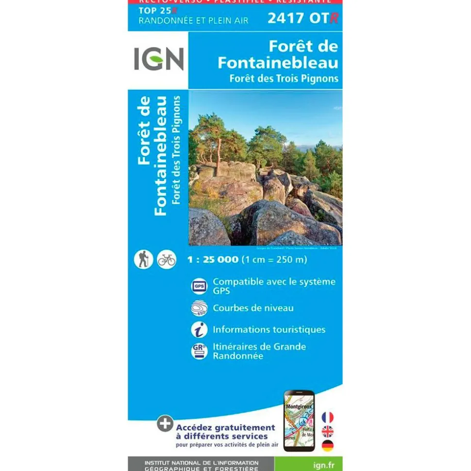 Carte IGN 2417OTR Forêt de Fontainebleau, Forêt des trois Pignons - Résistante