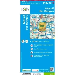 Carte IGN 3432OTR Massif des Bauges - Résistante