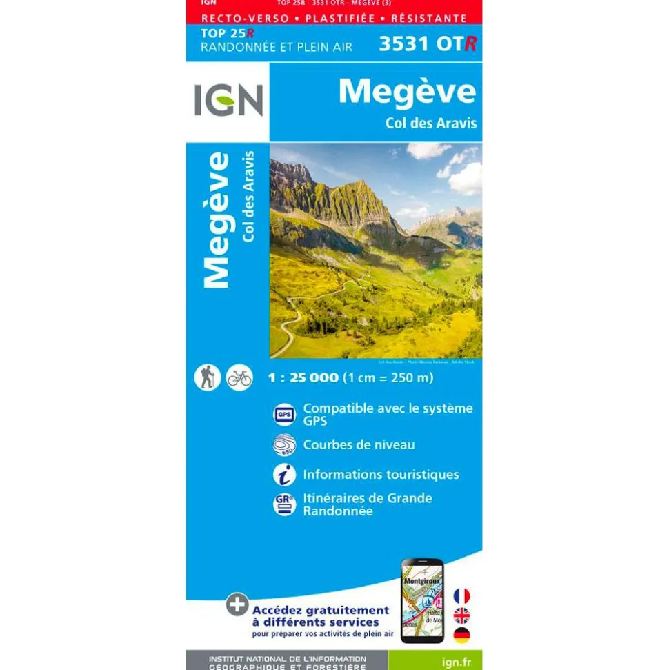 Carte IGN 3531OTR Megève, Col des Aravis - Résistante