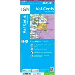 Carte IGN 3634OTR Val Cenis, Charbonnel - Résistante