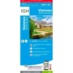 Carte IGN 0921OTR Vannes, Golfe du Morbihan - Résistante