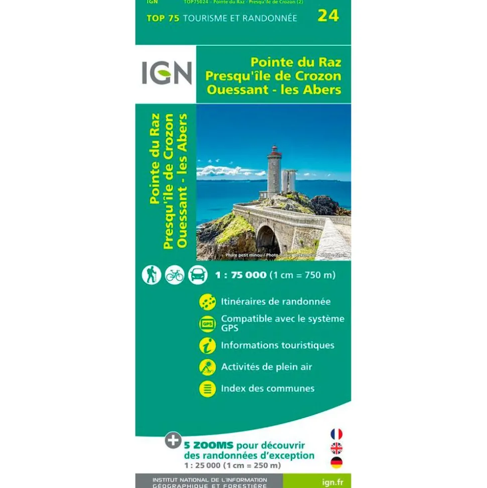 Carte IGN Pointe du Raz Presqu'Ile de Crozon Ouessant les Abers