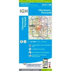 Carte IGN 2531SB Clermont-Ferrand