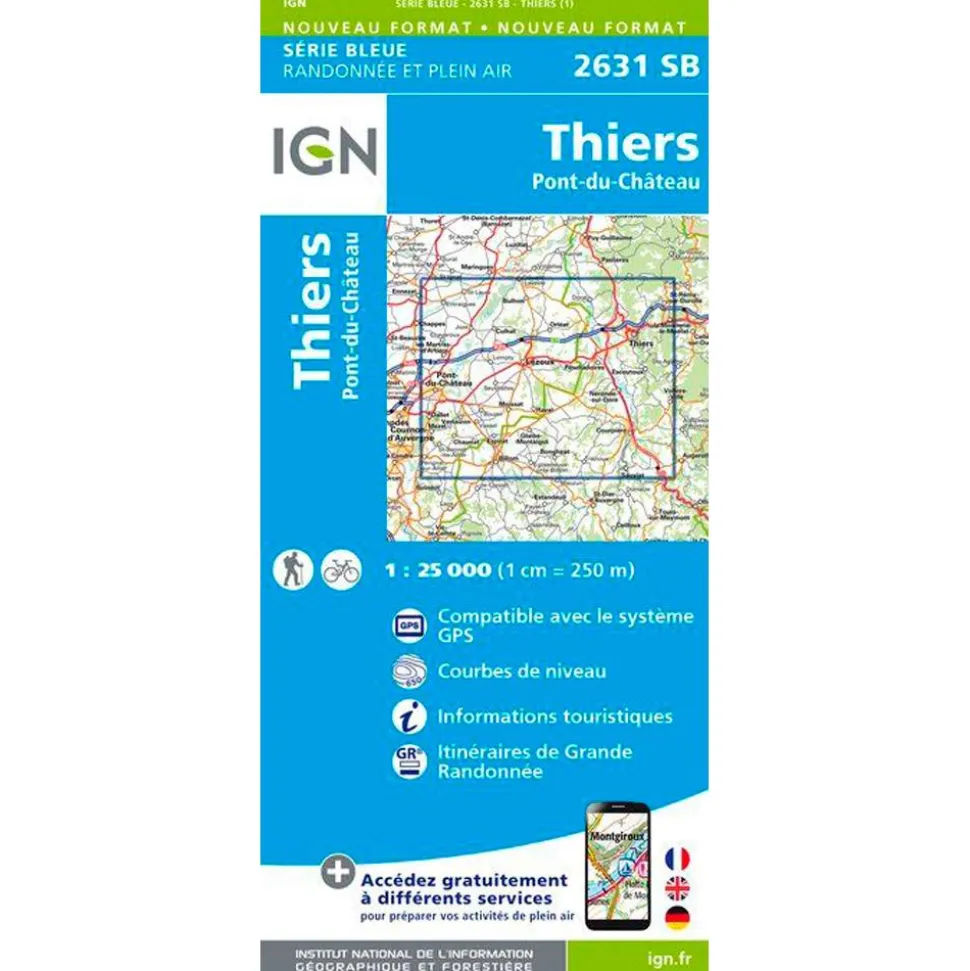 Carte IGN 2631SB Thiers, Pont-du-Château