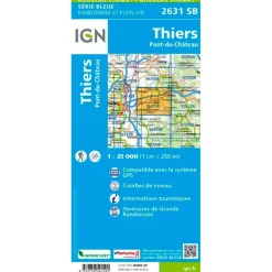 Carte IGN 2631SB Thiers, Pont-du-Château