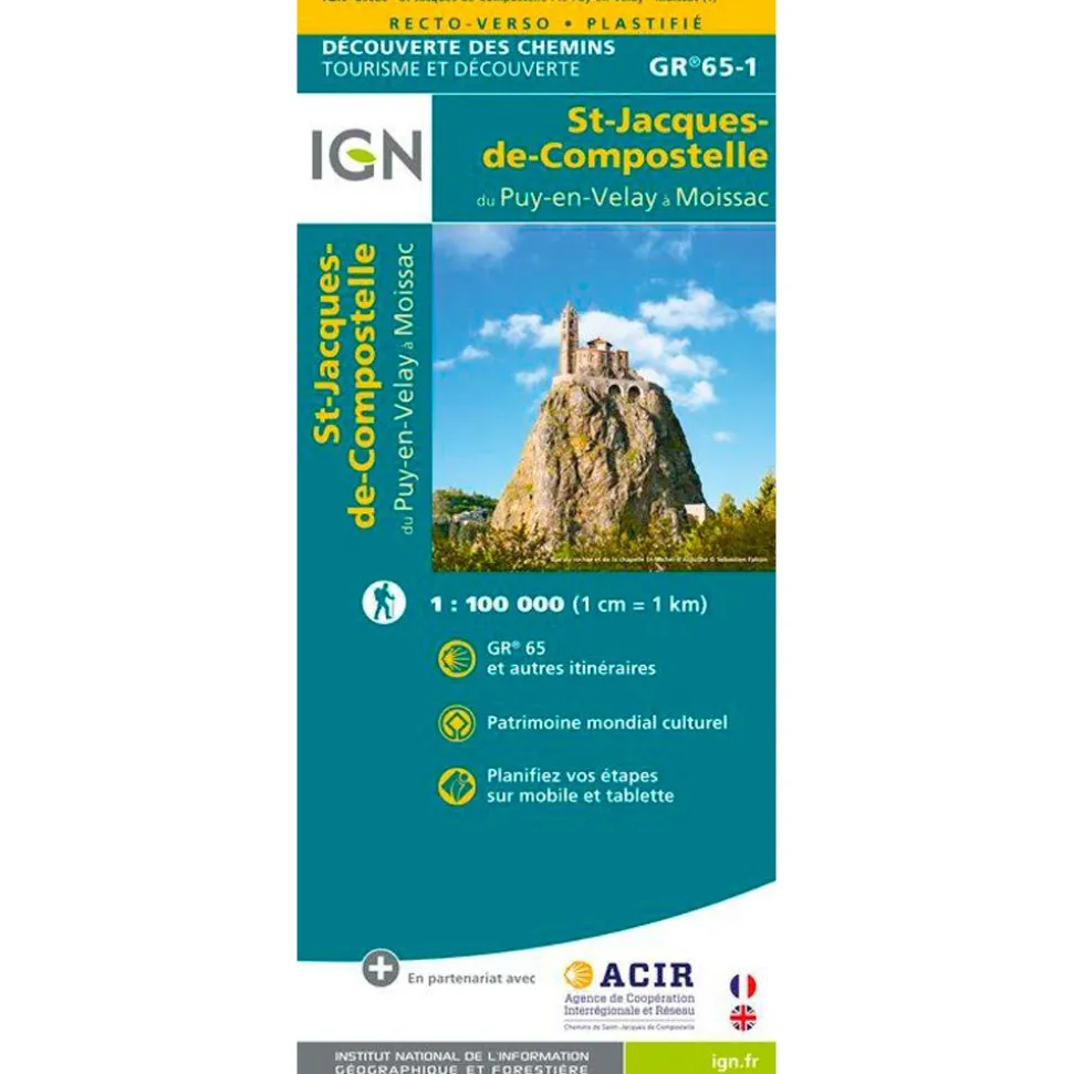 Carte IGN St Jacques de Compostelle du Puy-en-Velay à Moissac