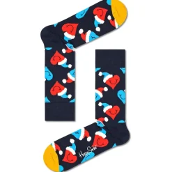Chaussettes Happy Socks Santa Love Smiley Bleu Foncé