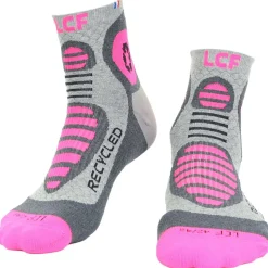 Chaussettes La Chaussette de France Run Recycled Gris Rose Fluo