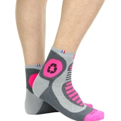 Chaussettes La Chaussette de France Run Recycled Gris Rose Fluo
