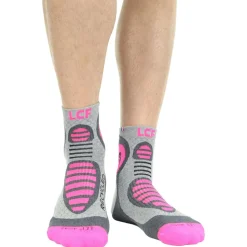 Chaussettes La Chaussette de France Run Recycled Gris Rose Fluo
