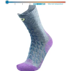 Chaussettes Therm-Ic Trekking Ultra Cool Linen Crew Lady Violet Gris