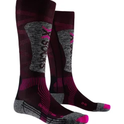 Chaussettes X Socks Ski Energizer Lt 4.0 Wmn Black Fluo Pink Stone Grey Melange