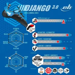 Chaussons d'escalade EB Django 3.0 Gris Bleu