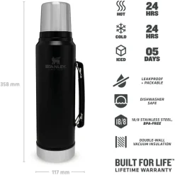Gourde Stanley The Legendary Classic Bottle 1.0L Matte Black Pebble
