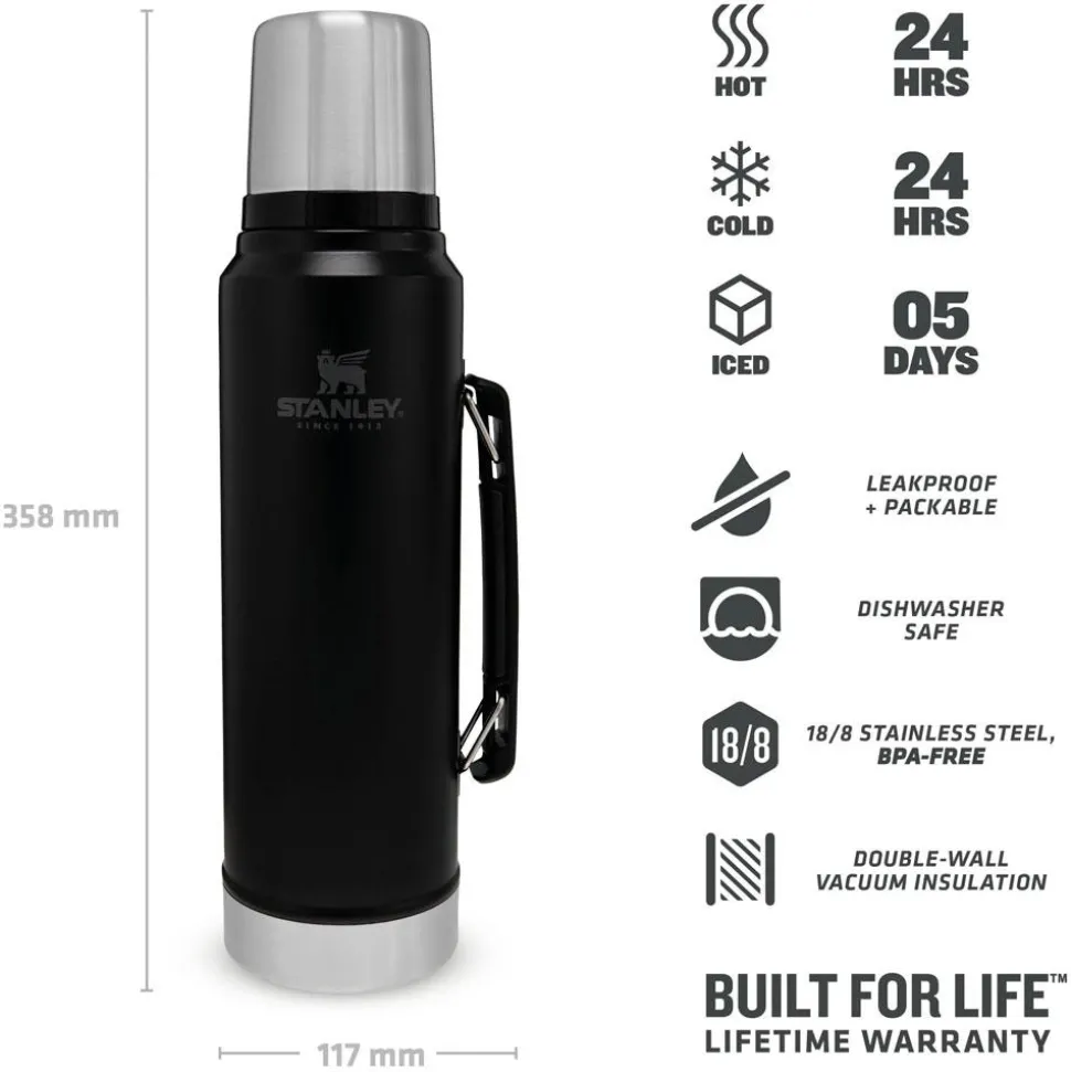 Gourde Stanley The Legendary Classic Bottle 1.0L Matte Black Pebble