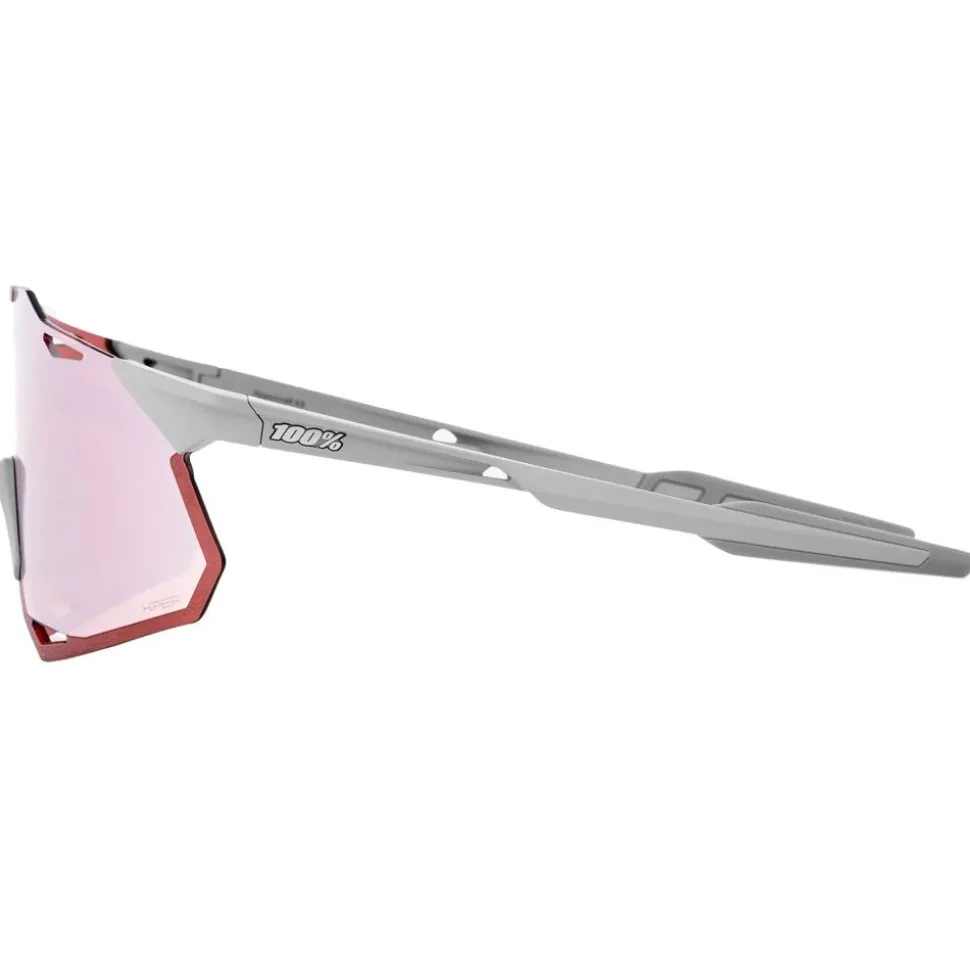 Lunettes de soleil 100% Hypercraft Xs Matte Stone Grey Hiper Crimson Silver Mirror Lens