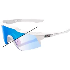 Lunettes de soleil 100% Speedcraft Xs Bastille Pearl White Glitter Blue Mirror Photochromic Lens