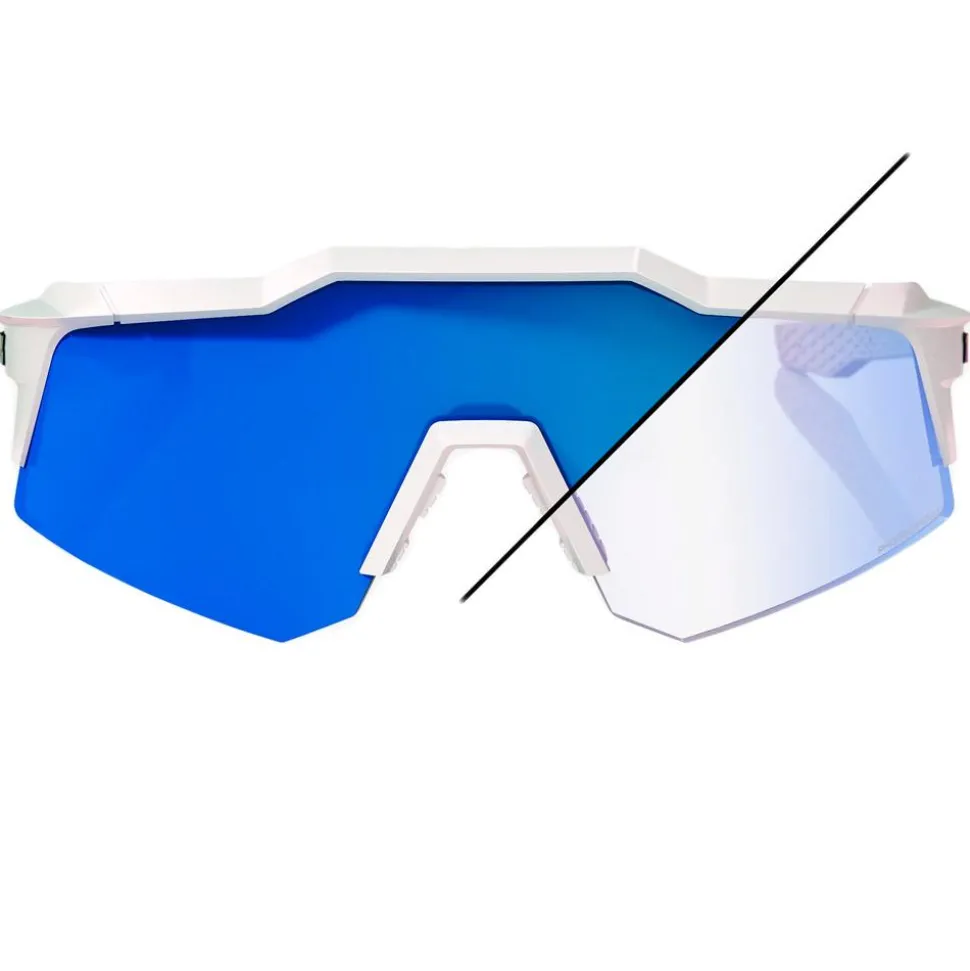 Lunettes de soleil 100% Speedcraft Xs Bastille Pearl White Glitter Blue Mirror Photochromic Lens