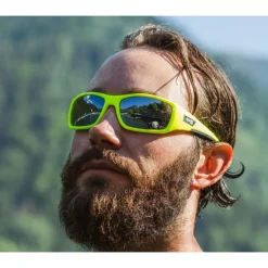Lunettes de soleil AZR Nouméa Jaune Fluo Gris Miroir Polarized