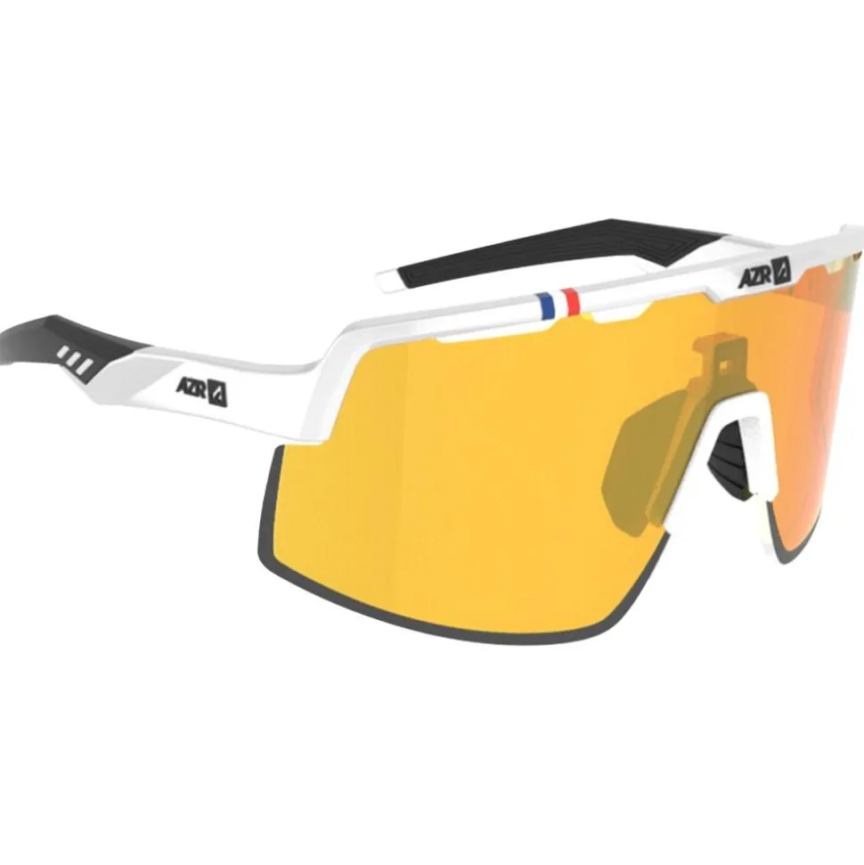 Lunettes de soleil AZR Speed Rx Blanche Vernie Noire Multicouche Gold