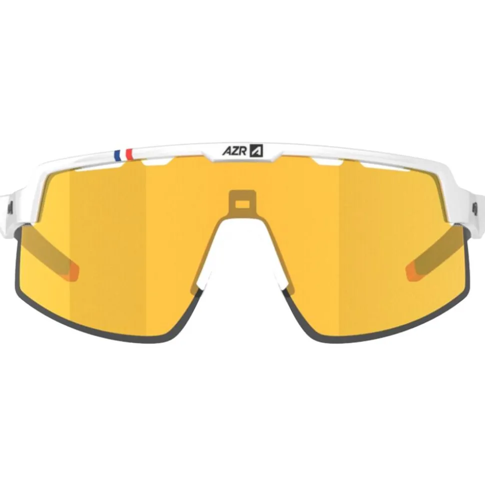 Lunettes de soleil AZR Speed Rx Blanche Vernie Noire Multicouche Gold