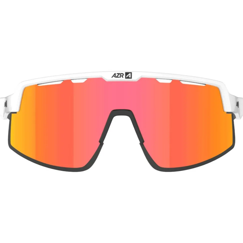 Lunettes de soleil AZR Speed Rx Blanche Mate Noir Multicouche Rouge